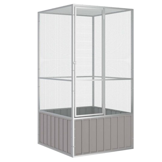 Fuglebur Grå 111X107X211.5 cm Galvanisert Stål Fuglebur Grå 111X107X211.5 cm Galvanisert Stål
