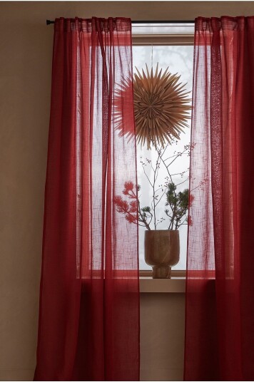 Ellos Home   Gardin med multibånd Lara 2 pk   Rød