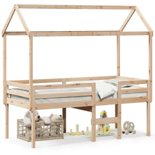  Høyseng med tak 80x200 cm heltre furu 8721102670336