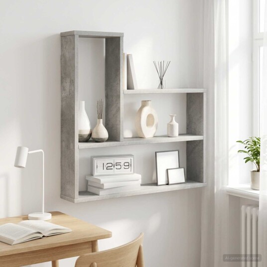 vidaXL Vegghylle Betonggrå 60 x 11 x 60 cm Konstruert tre