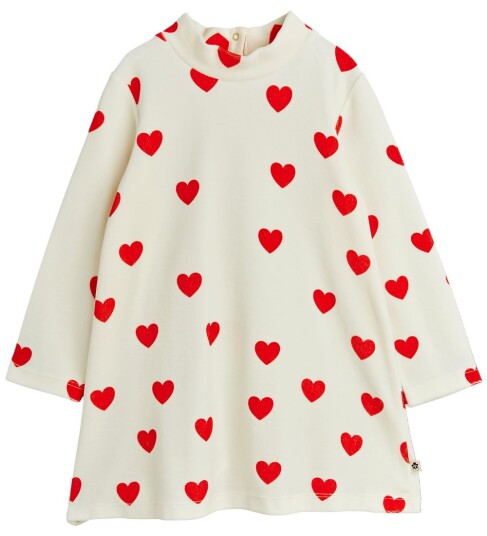 Mini Rodini Hearts Aop Velour Dress Cream 104/110 Mini Rodini Hearts Aop Velour Dress Cream 104/110