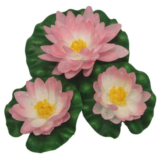 Vannlilje av silke 3 stk rosa