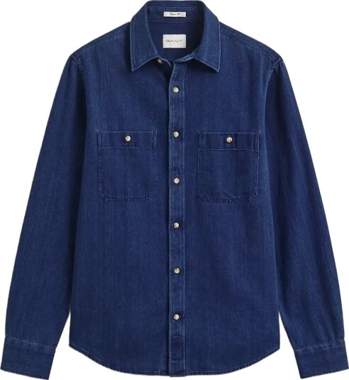 Gant Reg Indigo Herringbone Shirt MID BLUE XXL