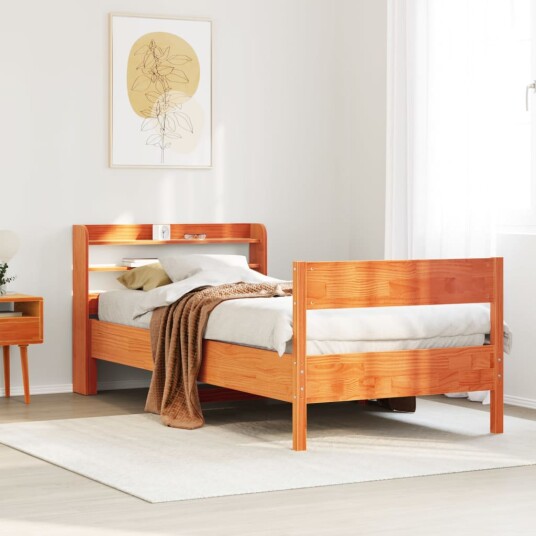 Sengeramme uten madrass voksbrun 90x190 cm heltre furu 3306950