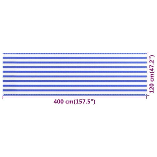 vidaXL Balkongskjerm blå og hvit 120x400 cm HDPE
