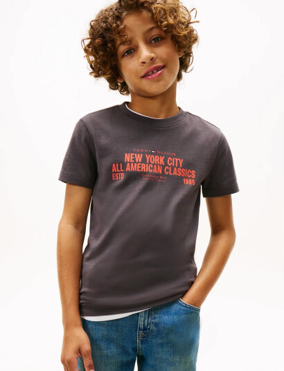 Tommy Hilfiger Nyc Print Graphic Tee Ss Grey 128