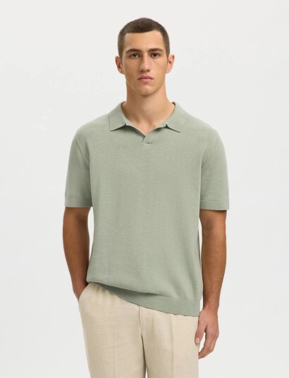 Selected Slhmattis Ss Linen Blend Open Polo Noos Green S Selected Slhmattis Ss Linen Blend Open Polo Noos Green S