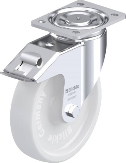 Blickle 585216 Lh-Spo 201G-Fi Styrehjul Med Brems, Hjuldiameter 200 Mm, Bæreevne (Maks.) 900 Kg, 1 Stk