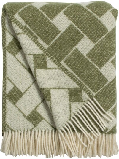 Almedahls Korg pledd 130x170 cm. Grønn-offwhite