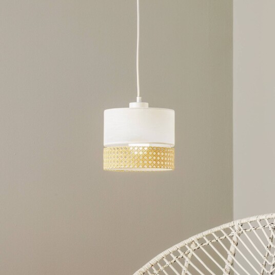 TK Lighting Pendellampe Paglia hvit/rotting enkel lampe Ø 20 cm