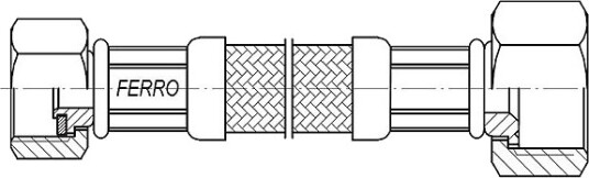 Tilslutningsslange Ferro Waz I Ståltrådsfletting, Innv/Innv 1/2 X 3/4", 35 Cm + Pakning (Pws72)