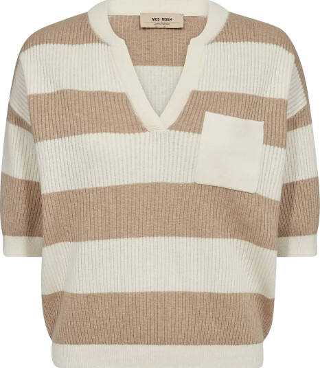 MOS MOSH Mmpinna Stripe Ss Knit Beige L MOS MOSH Mmpinna Stripe Ss Knit Beige L