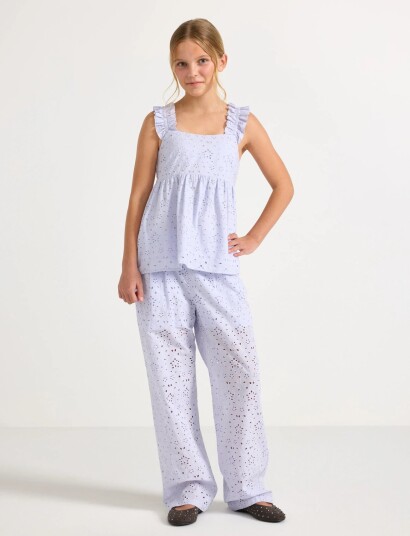 Lindex Trousers With Broderie Anglaise Purple 170 Lindex Trousers With Broderie Anglaise Purple 170