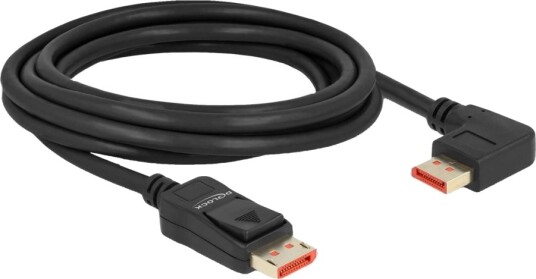 Delock Displayport Kabel Displayport Hann Rett Til Displayport Hann Venstre Vinklet Displayport 1.4 3 M 8 K 60 Hz 7680 X 4320 Støtte Svart