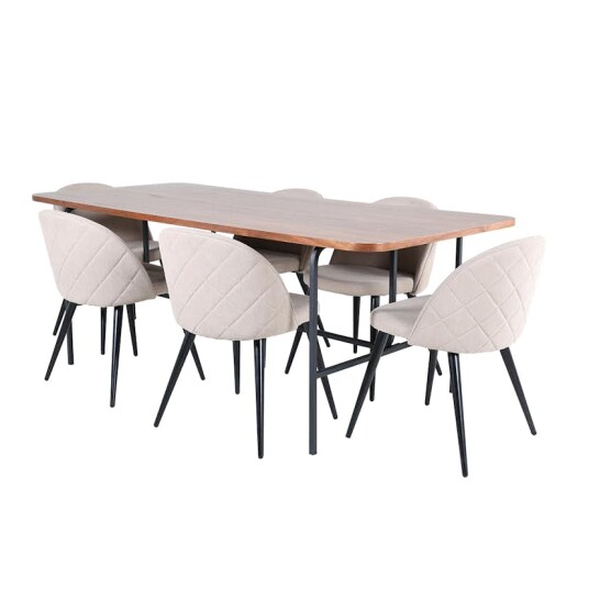Venture Home Spisegruppe Venture Home Chicago Spisebord og Valentina Stitcthes Spisestol Brun GR22403 Sky