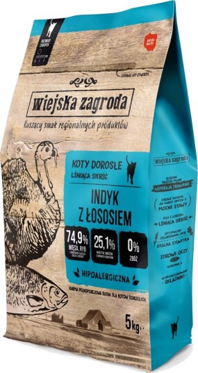 Wiejska Zagroda Tørrfôr Cat Med Laks Sparepakke Kalkun 2 X 5 kg