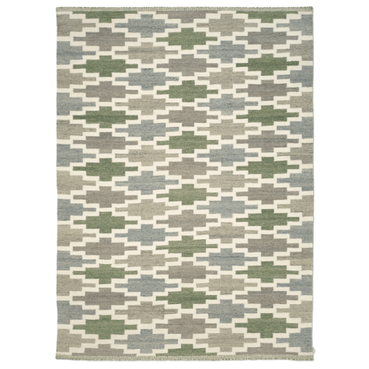Classic Collection Korsnäs teppe 250x350 Cm / Grønn   Mønstrede tepper Ull Blå   KO164BG