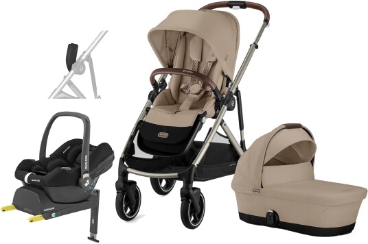 Cybex GAZELLE S Duovogn inkl. Maxi Cosi CabrioFix Babybilstol &  Base Almond Beige/Taupe