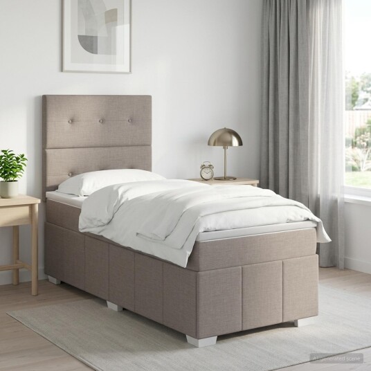 vidaXL Kontinentalseng med madrass Gråbrun 90 x 200 cm Stoff