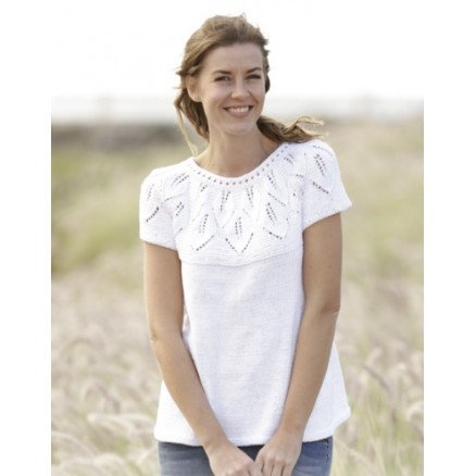 Summer Leaves Top by DROPS Design Topp Strikkeoppskrift str S XXXL