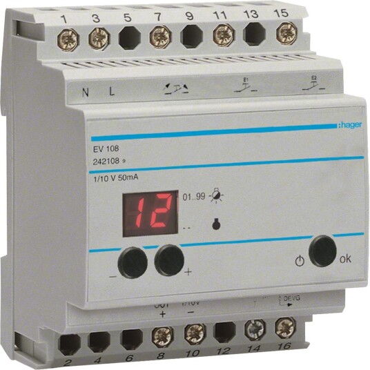 Hager EV108 Styremekanisme 50 Hz, 230 v, 16 A