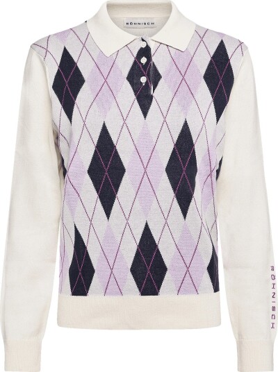 Röhnisch Heritage Knitted Poloshirt   ORCHID ARGYLE   XS
