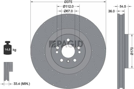 PAGID 55798NHC Bremseskive PAGID 55798NHC Bremseskive