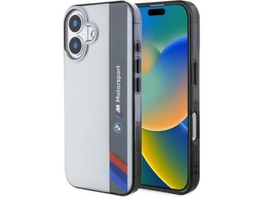 Bmw Bmhcp16s23htfeg Iphone 16 6,1" Grå Hardcase Motorsport Iml Vertical Stripe