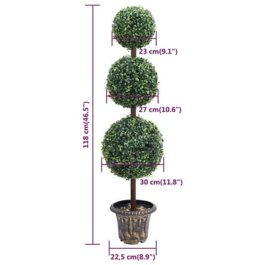 vidaXL Kunstig buksbomplante med potte ballformet 118 cm grønn vidaXL Kunstig buksbomplante med potte ballformet 118 cm grønn