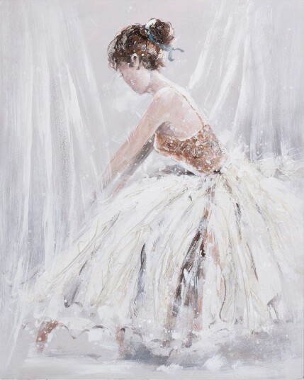 Oljemaleri 80x100 cm dame i hvit