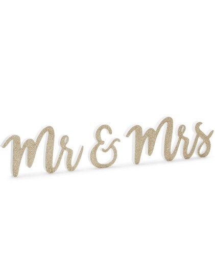 PartyDeco Trebokstaver Mr & Mrs Glitrende