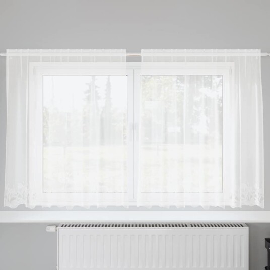 Gardiner med gardiner Blomster Hvit 200 x 140 cm Polyester