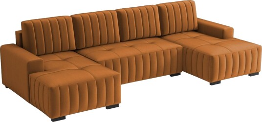 Esher Sovesofa med Dobbel Sjeselong 4 seter i Plysj Oransje