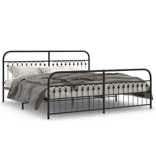  Sengeramme i metall med hode- og fotgavl svart 193x203 cm 8721102645136