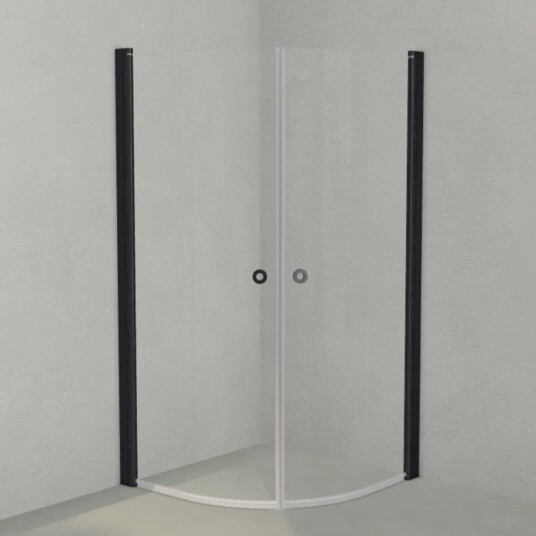INR Iconic Nordic Rooms Dusjhjørne Linc Niagara Lav Modell H180cm - 90x90cm Svart Matt / Klart Glass