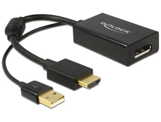 Delock HDMI til DisplayPort adapter 4K, 0.25 m, Svart