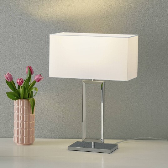 Helestra Bordlampe Enna 2, Hvit / opal, Stue / spisestue, Tekstil / stoff / silke, Moderne Helestra Bordlampe Enna 2, Hvit / opal, Stue / spisestue, Tekstil / stoff / silke, Moderne