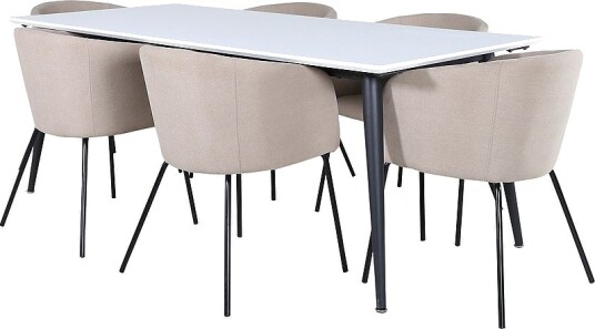 Venture Home   Spisegruppe Jimmy med 6 stk. spisestoler Berit   Hvit