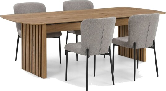 Richeto Spisegruppe Eik 180 cm med 4 Elsie Spisestoler - Eik/Lys grå