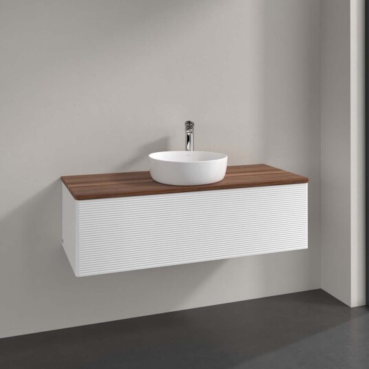 Villeroy & Boch Antao Servantskap med 1 skuff 120x50x36 cm m/lys Hvit Matt/Valnøtt Villeroy & Boch Antao Servantskap med 1 skuff 120x50x36 cm m/lys Hvit Matt/Valnøtt