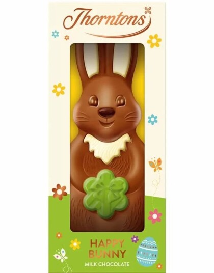Thorntons Happy Bunny Milk Chocolate   Stor Kaninformet Melkesjokoladefigur 90 gram