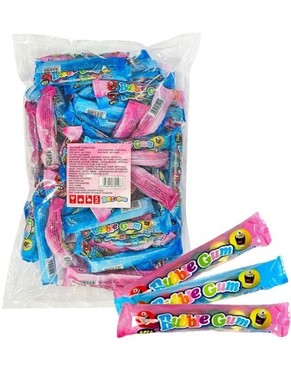 ca 74 stk 6 Pakninger Tyggegummikuler med Assorterte Fruktsmaker ca. 20 mm Stor Pose 2 kg