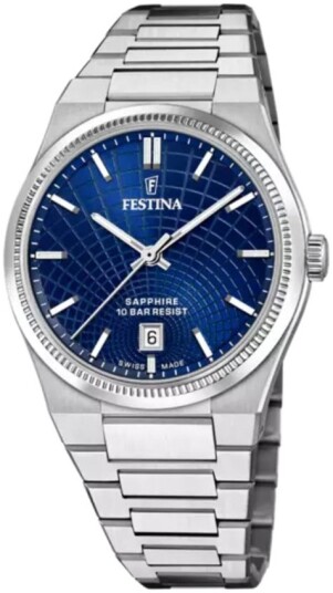 Festina Herreklokke F20051 4 Swiss Made Blå/Stål Ø40 mm Festina Herreklokke F20051 4 Swiss Made Blå/Stål Ø40 mm