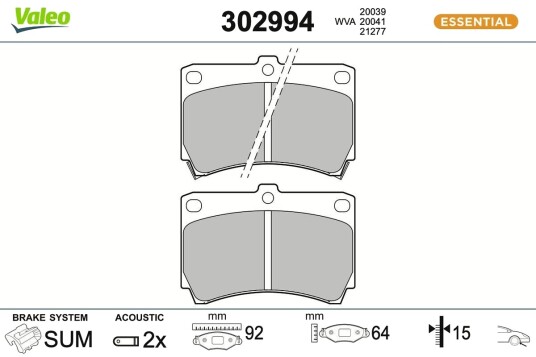 VALEO 302994 Bremseklosser