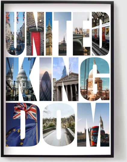Personalisert Plakat Destinasjonsnavn Fotopplasting Storbritannia