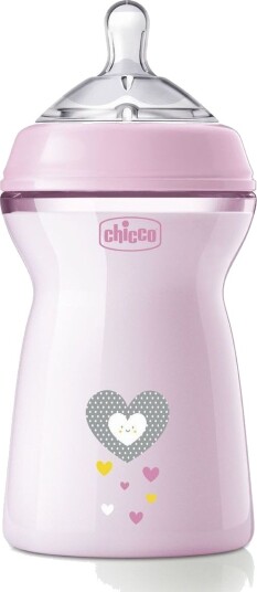 Chicco NaturalFeeling Tåteflaske 330ml Fra 6 Måneder Rosa Chicco NaturalFeeling Tåteflaske 330ml Fra 6 Måneder Rosa