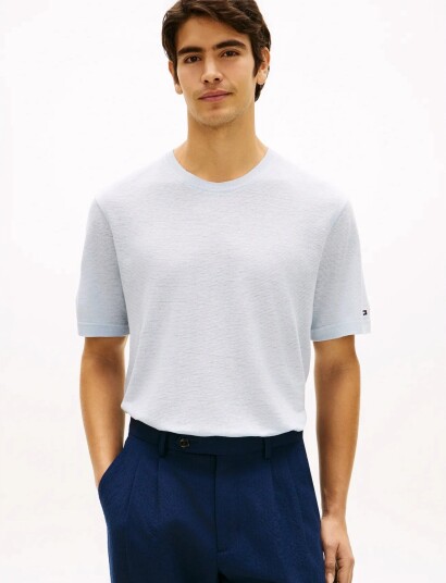 Tommy Hilfiger Dc Linen Tee Blue L