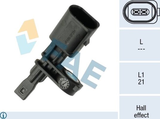Sensor, ABS FAE 78805