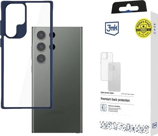 3mk Satin Armor Case+ Blue for Samsung Galaxy S24 Ultra Transparent