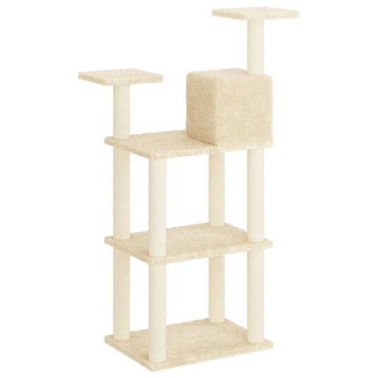 Vidaxl Kattetre Med Klorestolper I Sisal Kremhvit 119 cm